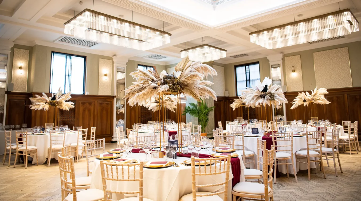 Pelham House wedding breakfast setup