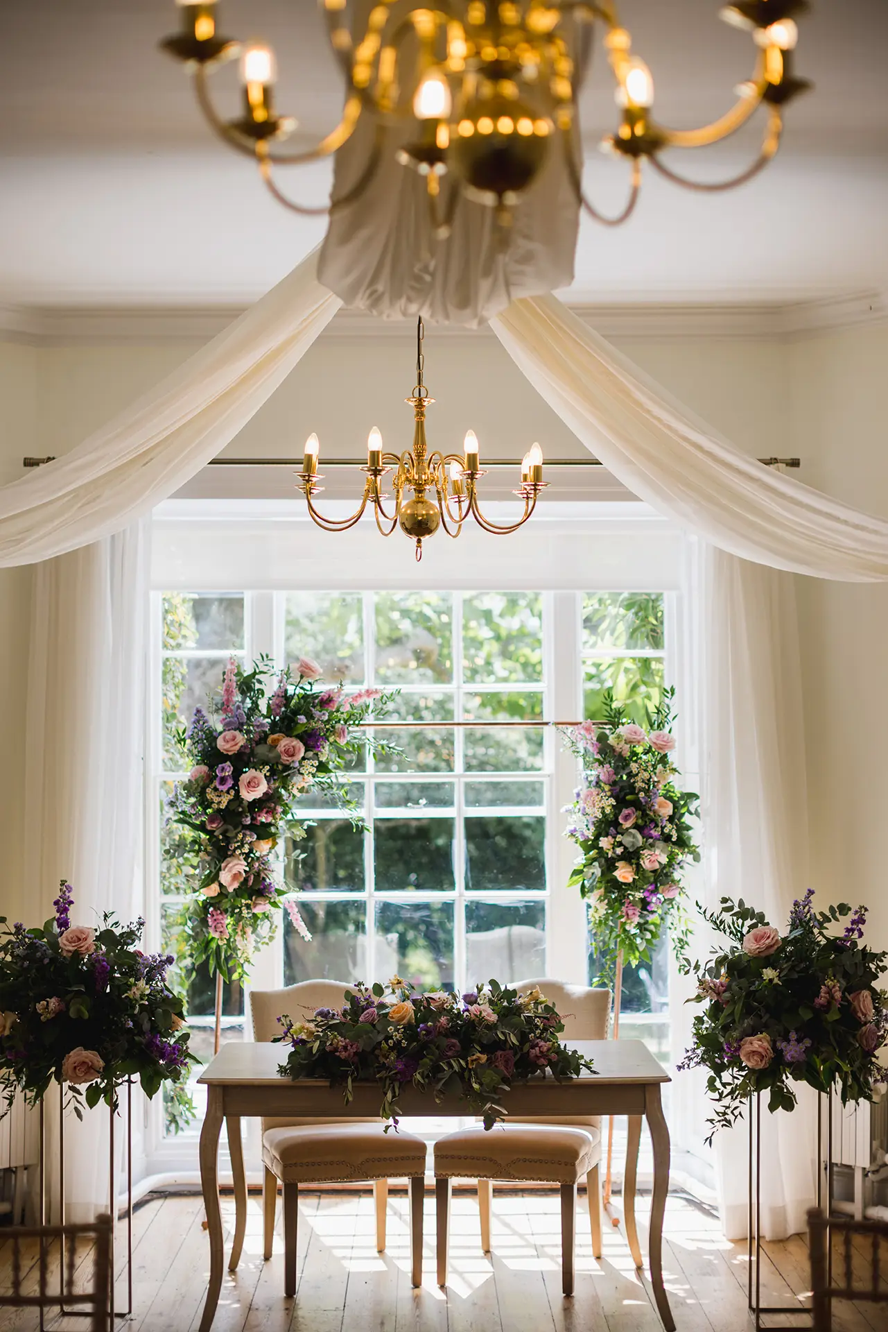Pelham House Goring room wedding ceremony styling details